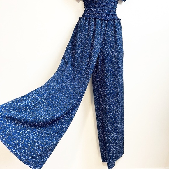 NWT Max Studio Floral Crepe Jumpsuit Sleeveless Surplice Smocked Waist Wide Leg - Picture 3 of 11